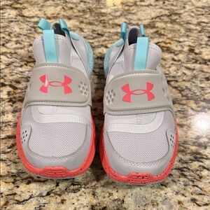 3Y Under Armour Kids Sneakers - Gray and Mint and Coral